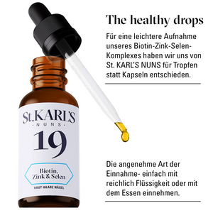 St. KARL'S NUNS Balance Zinc, Biotin and Selenium, 50 ml bottle, drops vegan for healthy skin, hair and nails, enriched with vitamin C