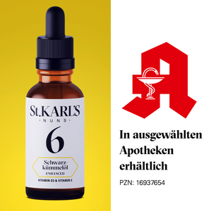 Schwarzkümmelöl + Vitamin D3 (Stärkung des Immunsystems) + Vitamin E // 50 ml